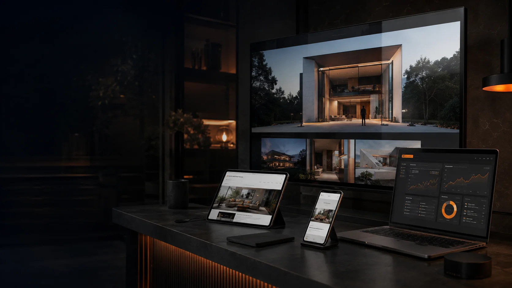 Custom websites and business systems displayed across connected devices