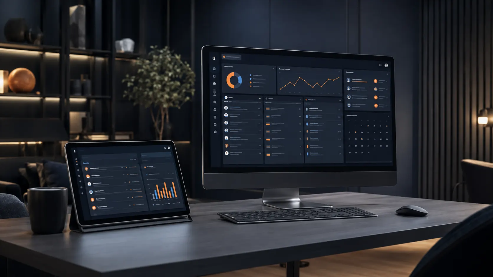 Customer records and follow-up system shown on desktop and tablet