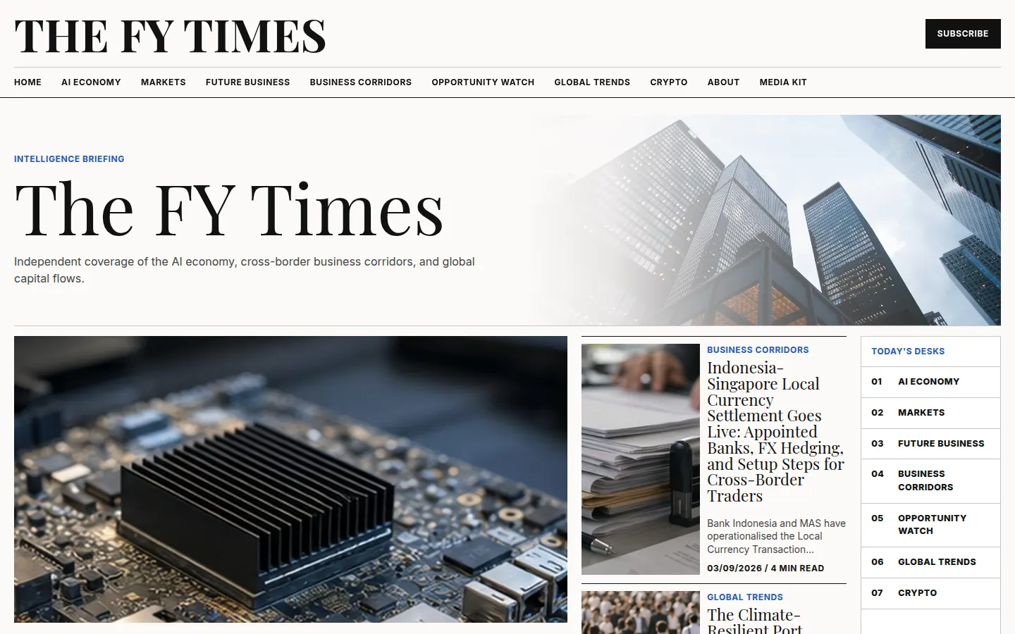 The FY Times live editorial website